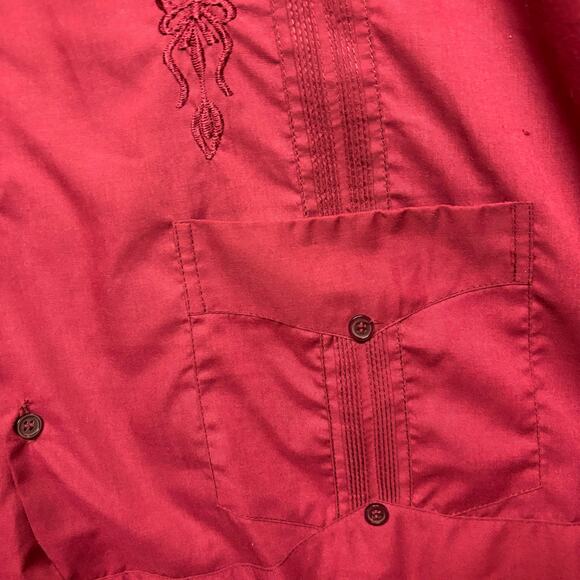 Yucatan Guayaberas Finas Shirt Mexico Made Mens 46 / US XL Embroider Button Down - Picture 8 of 15